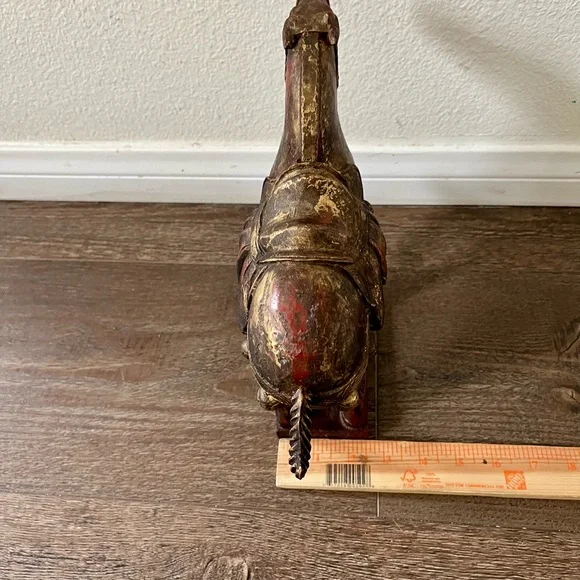Vintage Hand Crafted Chinese Wooden Horse Statue